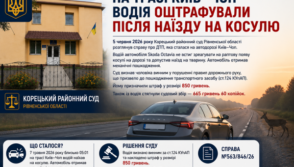 Біля Жадківки на трасі Київ–Чоп водія оштрафували після наїзду на косулю